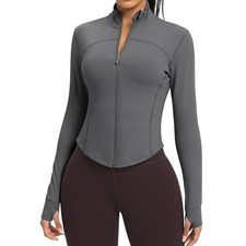 Women's Running Jacket Slim Fit Gym Tops Light Long Sleeve Zip Sports Jackets UK