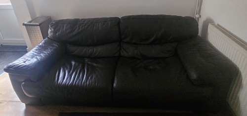 Black leather seater - black,