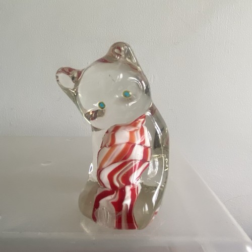 Vintage glass cat figurine - vintage,