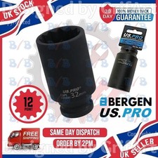 USPRO 32MM HUB NUT SOCKET DEEP IMPACT AXLE SOCKET 1/2" INCH DRIVE 12 POINT 12PT