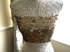 NEW LOOK Ladies Boob Tube Gold Sequinned Size M-L (14-16) Chrismas