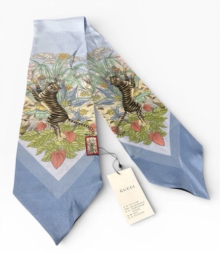 Gucci scarf silk tiger blue - silk,