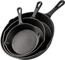 Nuovva 3pcs Cast Iron Skillet