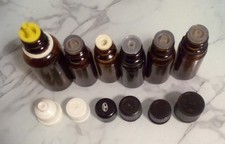 Mix of 6 Amber Glass Bottles Tamper Proof Caps with Dropper Insert:9ml,10ml,30ml