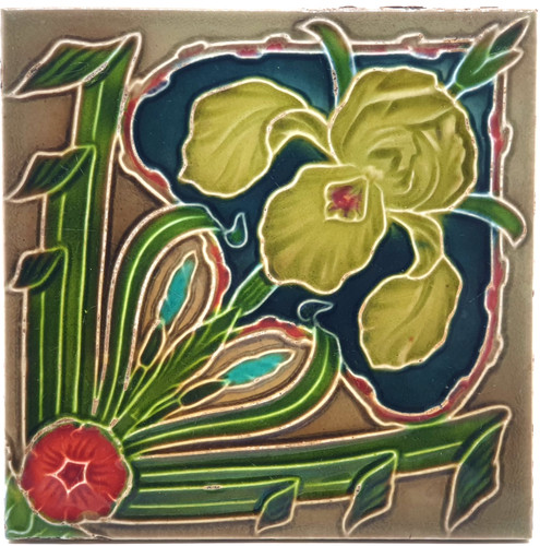 Antique fireplace tile - fireplace,
