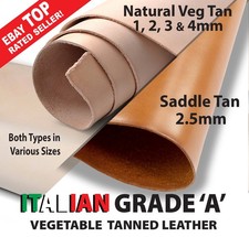 Italian Vegetable Tanned, Grade "A" Leather - Natural & Cognac colours