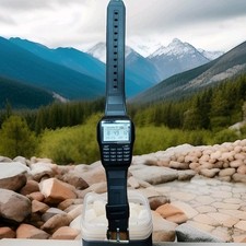 CASIO DATA BANK DBC-32 Black Calculator Watch Digital 25 Memo Alarm Stopwatch