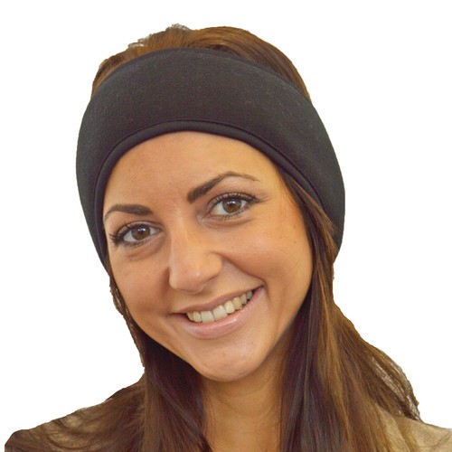 Black fleece headband winter - black,