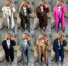 Women's Teddy Bear Boucle Longline Trench Coat Ladies Oversized Waterfall Jacket