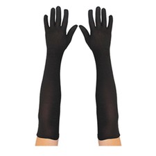 SPANDEX BLACK GLOVES 50CM LONG EVENING 1920S FLAPPER ADULT LADIES FANCY DRESS