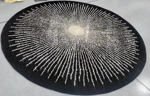 Handtufted rug black beige - black,