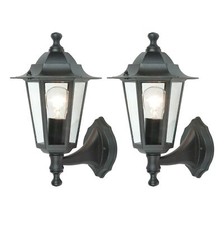 2x Wall Mounted Light Coach Lantern Black Lutec Corniche - Ex Display Unboxed