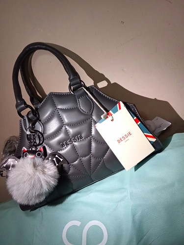 Bessie grey quilted satchel - grey,
