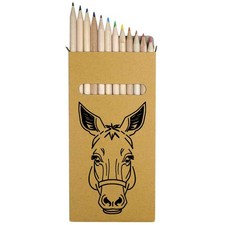 12 x 'Sleepy Donkey' Long 178mm Coloured Pencils / Pencil Set (PE00060173)