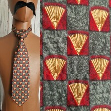 St Michael Vintage Silk Tie In Fan Pattern 1990s Made in UK BA68