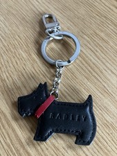 Radley Black Leather Keyring With Silver Metalwork