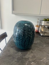 Stunning Large heavy shiny ceramic blue black vase - perfect condition
