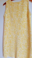 Vintage 60's style sleeveless dress, yellow and  white.  Medium.  Lara Knit