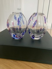 PAIR OF DARTINGTON CRYSTAL MILLEFIORI 5” VASES SIGNED