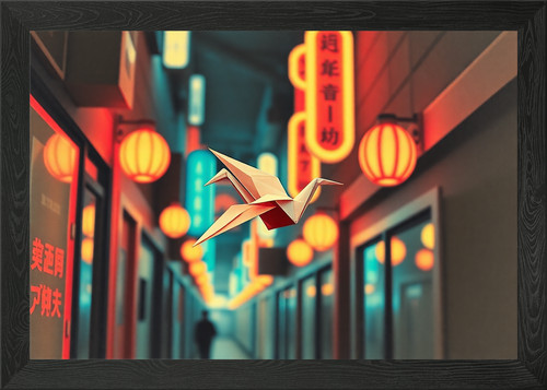 Origami crane flying - crane,