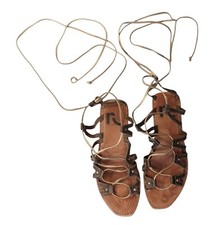 Goddess Sandals Gladiator Costume Gold Roman Greek Egyptian Halloween Sz 8.5 - 9