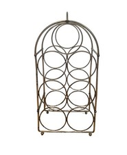 7 Wine Bottles Brass Metal Rack Holder Vintage Mid Century