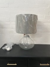 Pacific Savannah Organic Wide Clear Glass Table Lamp & Grey Shade RRP129.99
