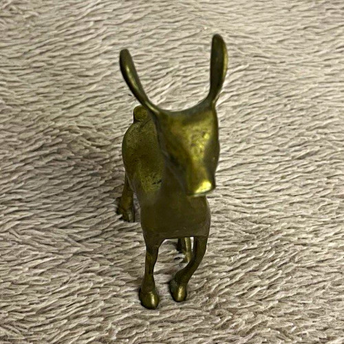 Small brass deer figurine - brass,