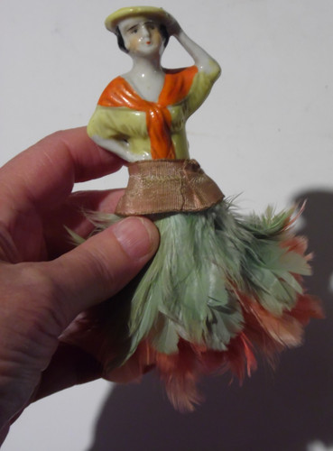 Art deco half doll china - doll,