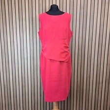 Hobbs Shift Dress Red UK 16 Pencil Straight Knee Length Ruched