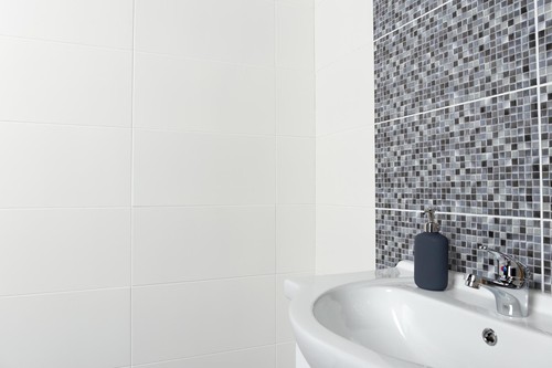 Ceramic white wall tile - tile, gloss