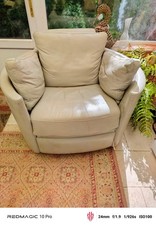 Fama Leather Recliner Moon Chair Armchair Manual Recline swivel & rocking action