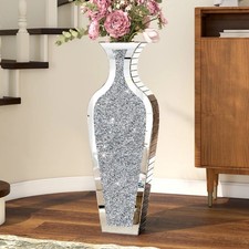 7-Style Glass Floor Vase Crushed Diamond Mirrored Vase Charming Glow Ornament