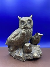 Vintage Large Brass Owl Family