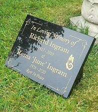 Engraved  Black Granite Memorial Grave Plaque Slanted Memorial Grave Stone