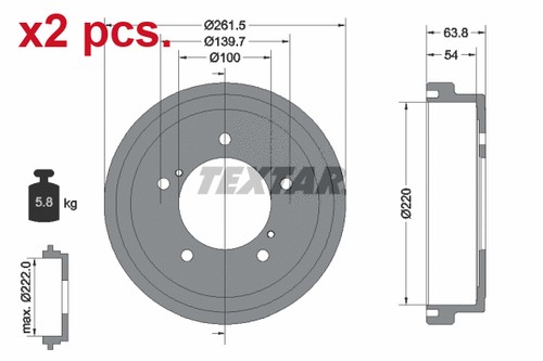 Pcs rear braking drum brake - rear,