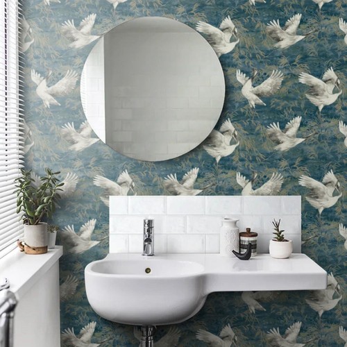 Sarus teal wallpaper vinyl - wallpaper,