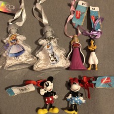 6 Disney Christmas Tree Decorations inc. Mickey Mouse, Aladdin, Olaf - Freepost