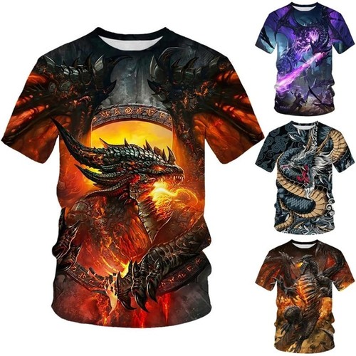 Men dragon print t shirt - print,