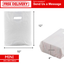 White Patch Handle Plastic Carrier Bags for Retail, Supermarket - All Sizes