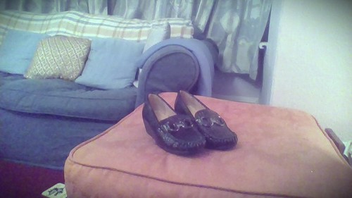 Black moccasin design wedge - design,