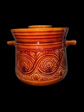 Vintage Ellgreave Saxony Stoneware Brown Glazed Lidded Casserole Dish 1960s