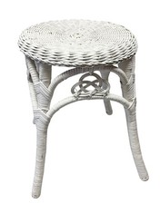 Vintage White Stool Wicker