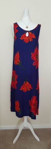 Ladies blue long summer dress - ladies,