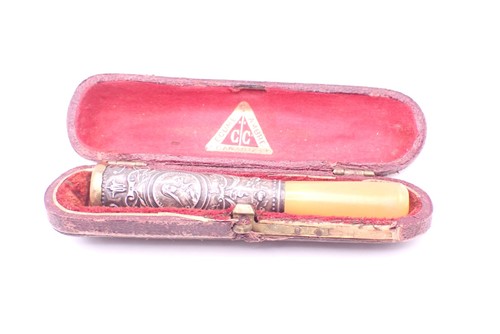 Antique silver plate amber - &,