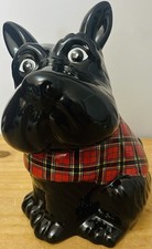 Black Westie Scotty Terrier Dog Biscuit Cookie Jar Ceramic Red Scarf  Decor 23cm