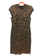 Phase Eight Jamie Lace Dress in Black and Gold Size UK 12