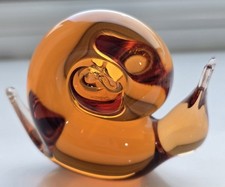 Attractive Murano-Style Snail figurine, orange/clear glass, 7.5cm  x 6cm