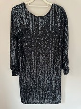Next Black Silver Sequin Dress