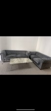 coffee table and sofa i 2 + 3 Seater Sofa Set Chesterfield Style In Dark Grey. 